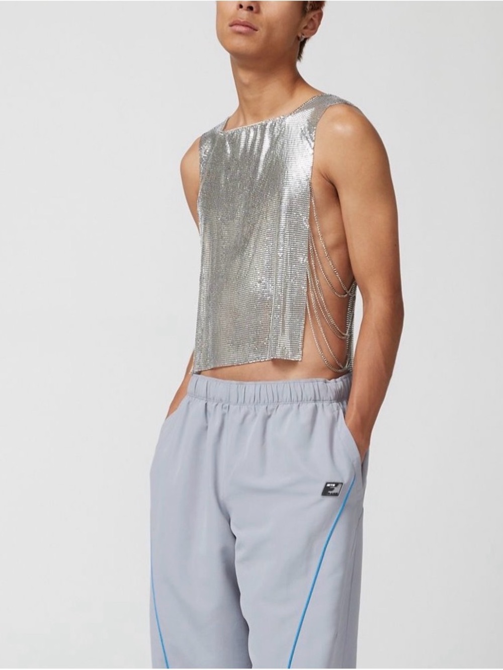 Urban Outfitters Silver Chainmail Cropped Tank Top